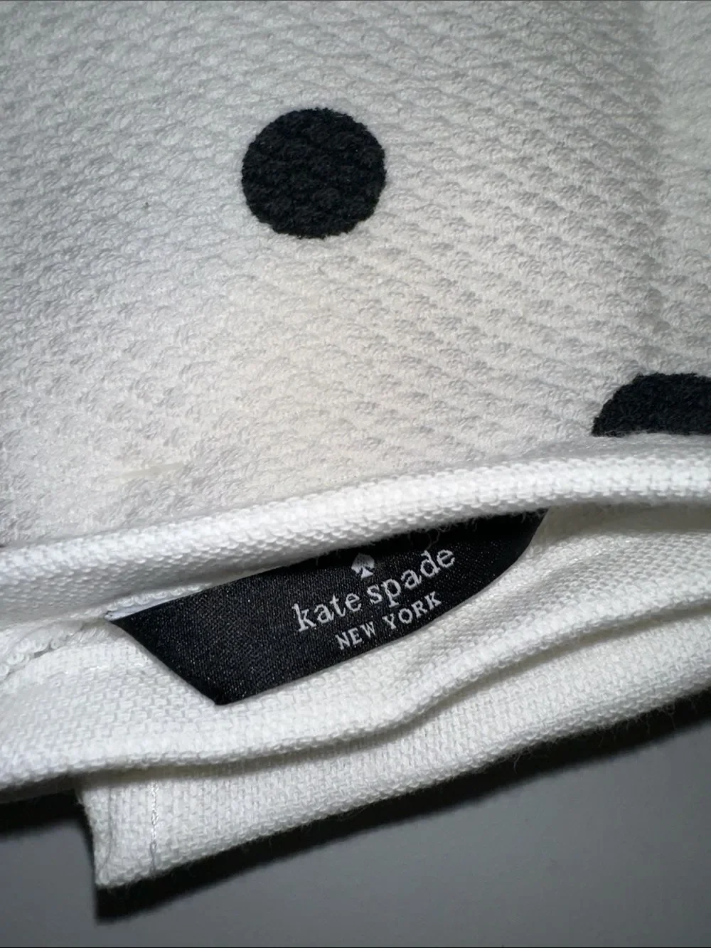 kate spade White Black Large Polka Dot Cotton Kitchen Towels & Mitt Set